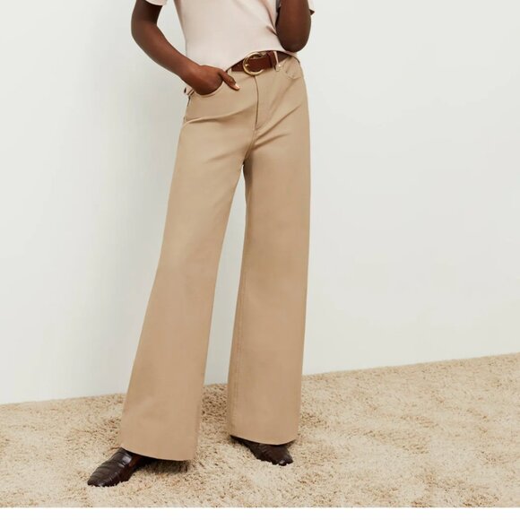 MM Lafleur The Milo Wide-Leg Jean Eco Better Than Denim Beige Wide Leg Jeans 8 - Picture 1 of 9